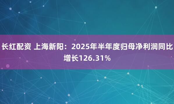 长红配资 上海新阳：2025年半年度归母净利润同比增长126.31%